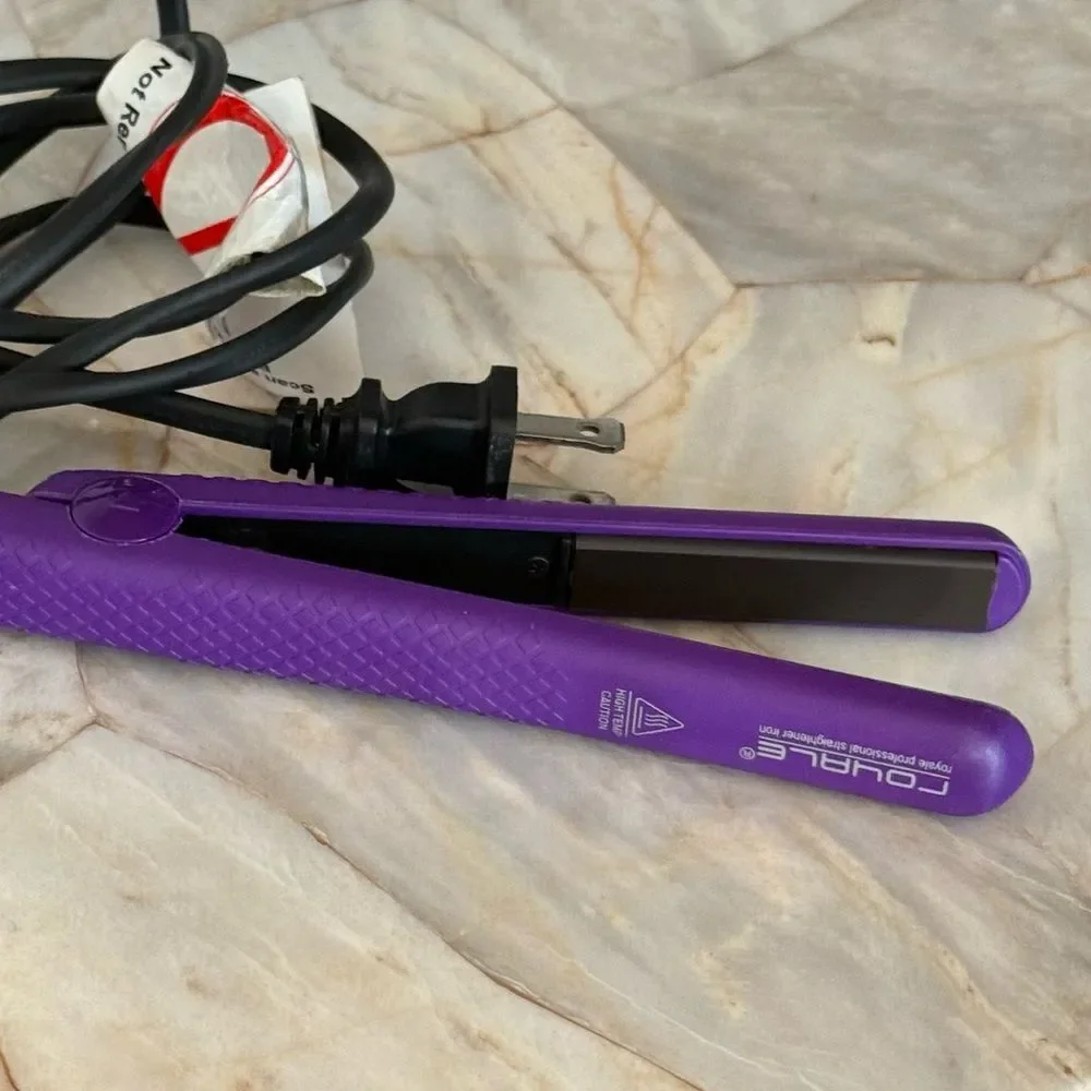 Royale Professional Mini Hair‎ Straightener Flat Iron Purple Ceramic Travel Size